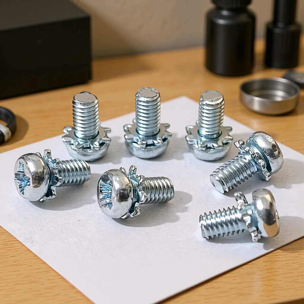 厂家现货碳钢圆头十字M3外齿二组合螺丝带花齿垫片机螺钉蓝白锌