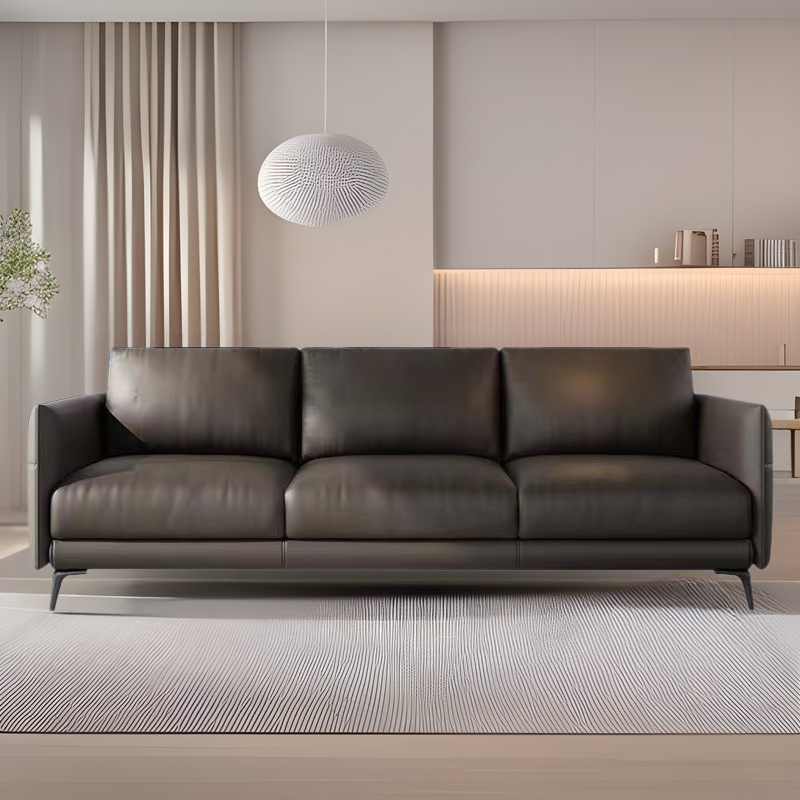 Nordic genuine leather sofa living room combination Italian simple modern first layer Napa leather small apartment three-person latex sofa