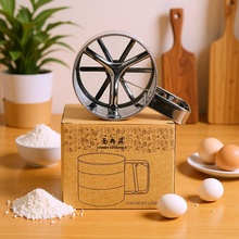 手持面粉筛中号杯式面粉过滤网不锈钢粉筛跨境供货筛粉糖粉双网