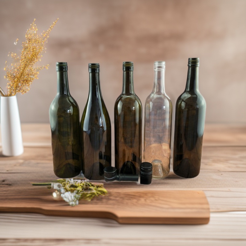 批发销售橄榄绿750ml丝口红酒瓶葡萄玻璃瓶空瓶大容量礼盒
