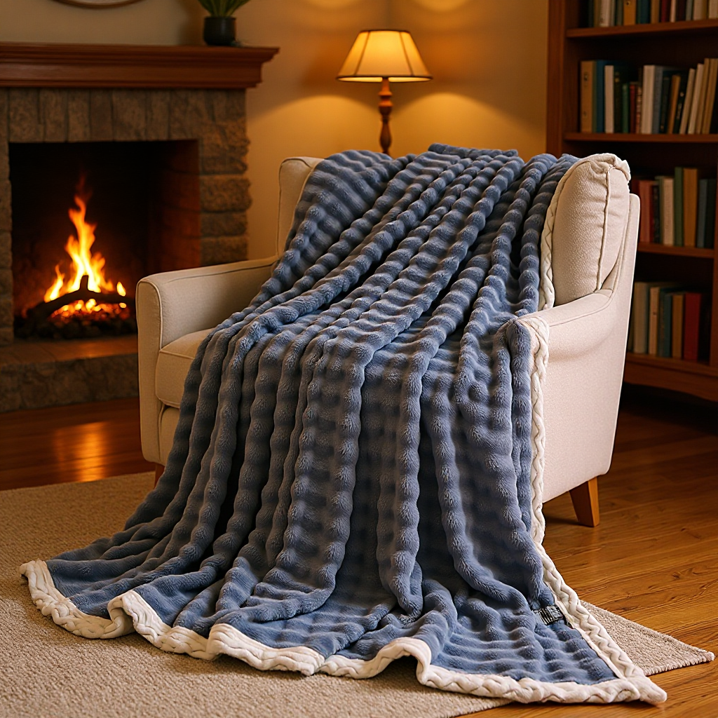 2024 new imitation rabbit fur bubble velvet blanket series-hemming