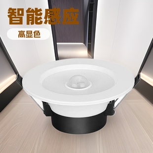 Intelligent human body induction downlight embedded aisle concealed ceiling light power outage emergency micro bright radar induction spotlight