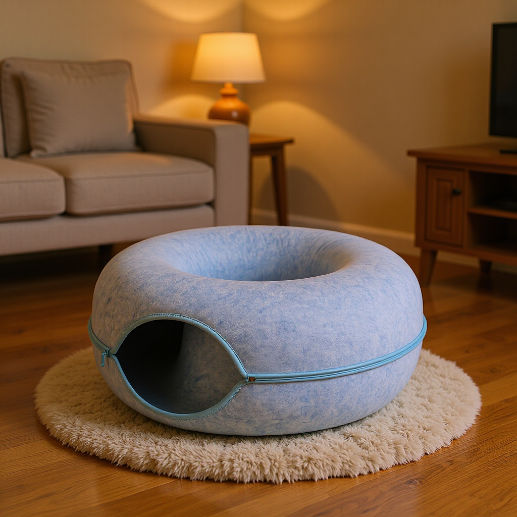 Felt Cat Nest Tunnel for All Seasons, Summer Cat House, Winter Warm Cat Litter Box, Enclosed Rabbit Toy