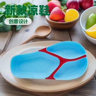 Cross-Border New Creative Sandals Plate Fruit Tray Summer Dining Table Storage Tray Compartmentalized Dinner Plate Factory Direct Sale