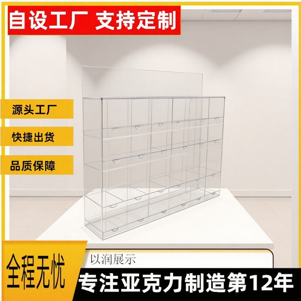以润牌亚克力文具笔架格子柜 多层组合陈列柜 透明展示柜工厂批发