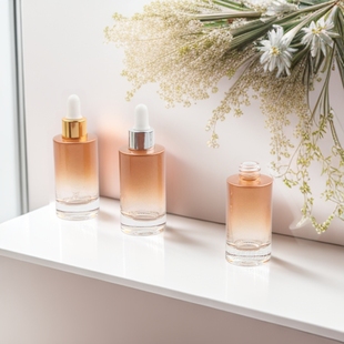 Spot Transparent Glass Thick Bottom Straight Round 30ml Cylindrical Flat Shoulder Essential Oil Bottle Dropper Essence Water Emulsion Cosmetics Packaging