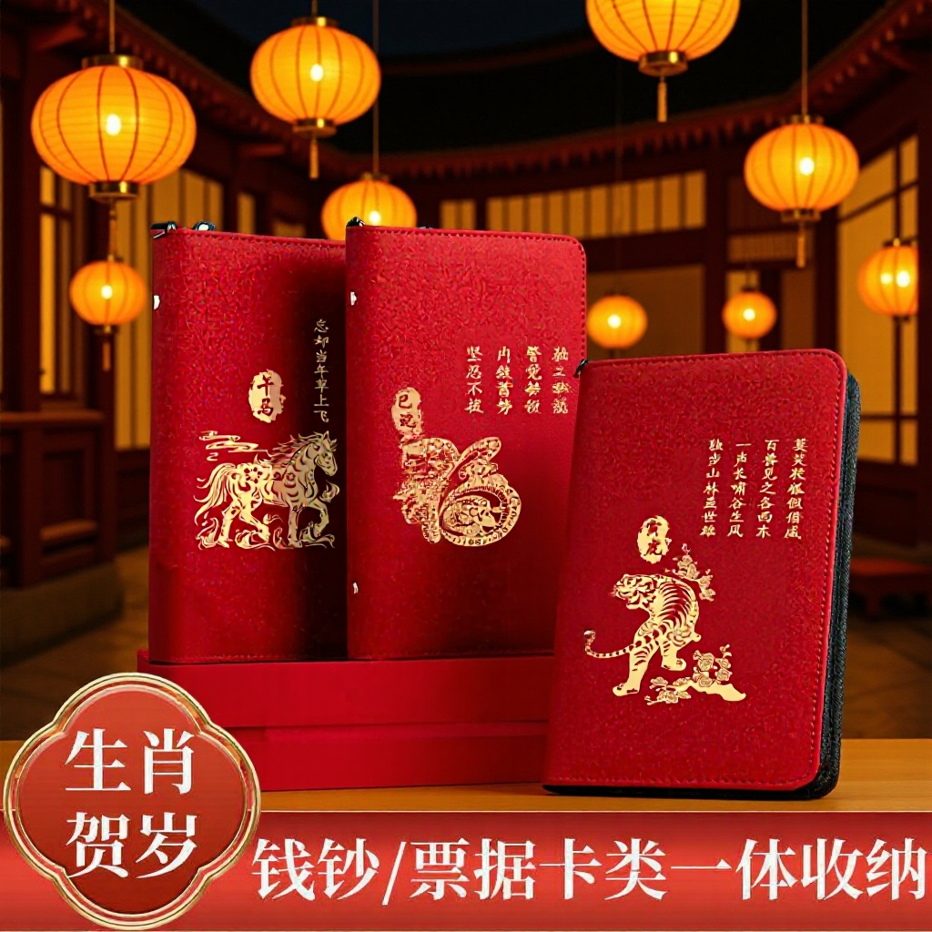 2026新款十二生肖拉链银行定期存单收纳本大容量高颜值票据收纳册