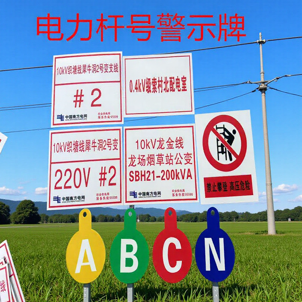 Aluminum Reflective Signage Power Pole Number Plate Iron Tower Safety Enamel Plate Stainless Steel Ground Direction Plate