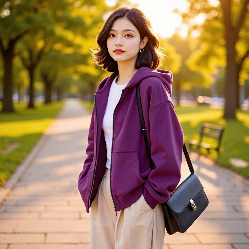 Factory Direct Sale Spring and Autumn Cardigan Loose Long-Sleeve Sweatshirt for Women Casual Versatile Hooded Jacket Women's Top with Hood