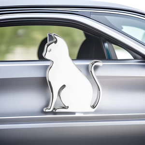Avtomobil Fərdi Pişik Loqosu Metal Stiker Quyruq Yan Loqo Xarici Çizikləri Ağ Pişik Suya Davamlı Dekorativ Stiker