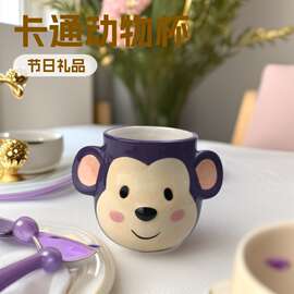 跨境专供卡通可爱动物杯 陶瓷马克杯 咖啡牛奶杯节日礼品水杯