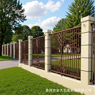定制围墙隔离护栏学校庭院铁艺栅栏锌钢焊接护栏简约铁护栏