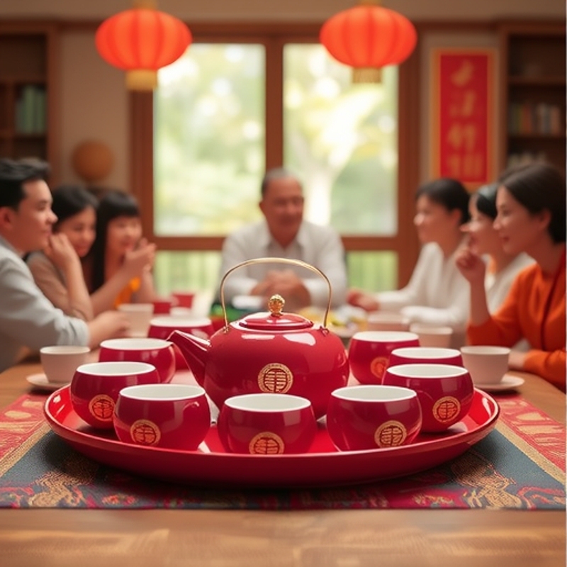 Wedding Tea Set suit Red Accompanying Supplies Wedding Double Cups Creative Gifts New People's Tea Cup