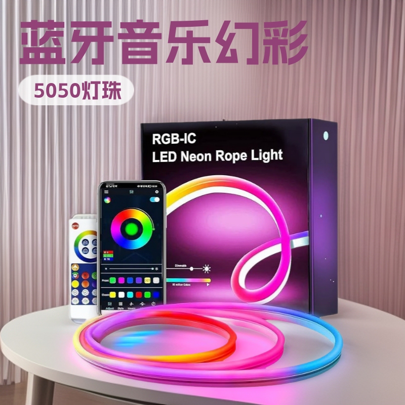 Cross-Border Rgbic Bluetooth 5Vled Neon Light Ip67Usb Light with Music Diyapp Neon Rope Light Smart