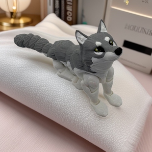 Cross-Border Little Wolf Dog 3D Printed Husky Joint Movable Multi-Color Figure Tail Joint Movable Ornament Accessories