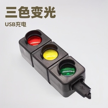 跨境新款自行车尾灯USB充电款三色变光交通尾灯长续航夜间警示灯