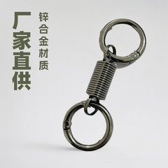 2024 新しいスプリングダブルサークルウエストバックルクリエイティブパーソナライズされたカップルキーホルダー亜鉛合金スプリングキーチェーン