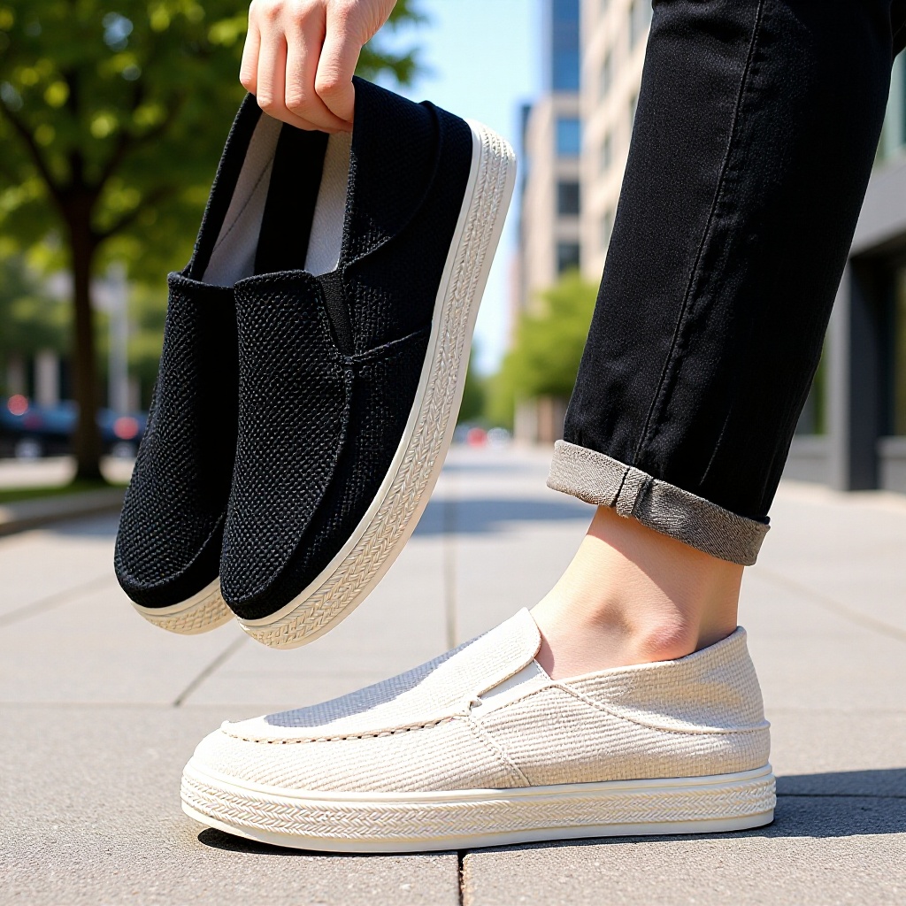 Linen Old Beijing Cloth Shoes, Men's Breathable Slip-On Shoes, Dad Shoes, Men's Footwear, 2024 New Summer Model