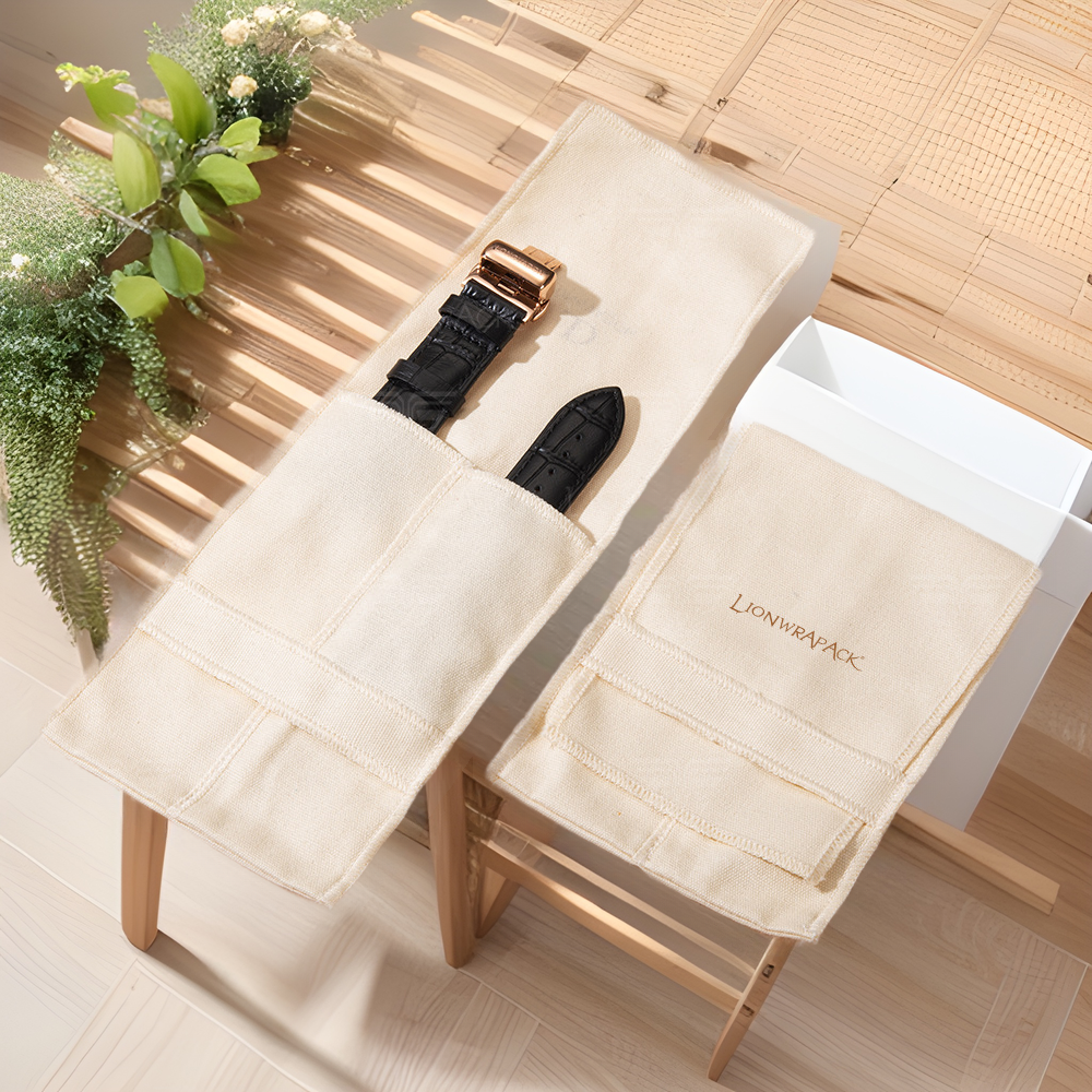 棉布翻盖袋手表腕带收纳袋批发适用于各种长条形产品包装布袋