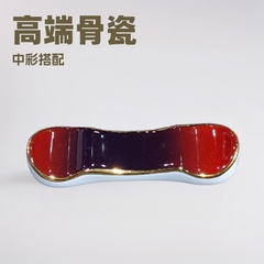 酒店会所高端骨瓷色釉餐具套装玛瑙金边餐桌中彩摆台组合厂家