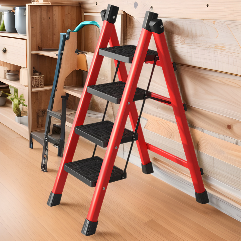 Ladder Household Unfolding Indoor Herringbone Ladder Telescopic Ladder Thickened Housewarming Step Ladder Small Portable Flower Frame Climbing Ladder