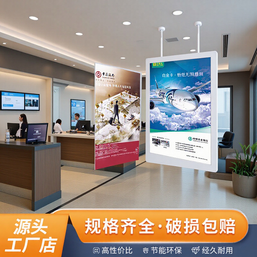 农行双面LED厨窗灯箱白色圆角灯片广告牌展示银行开启铝合金
