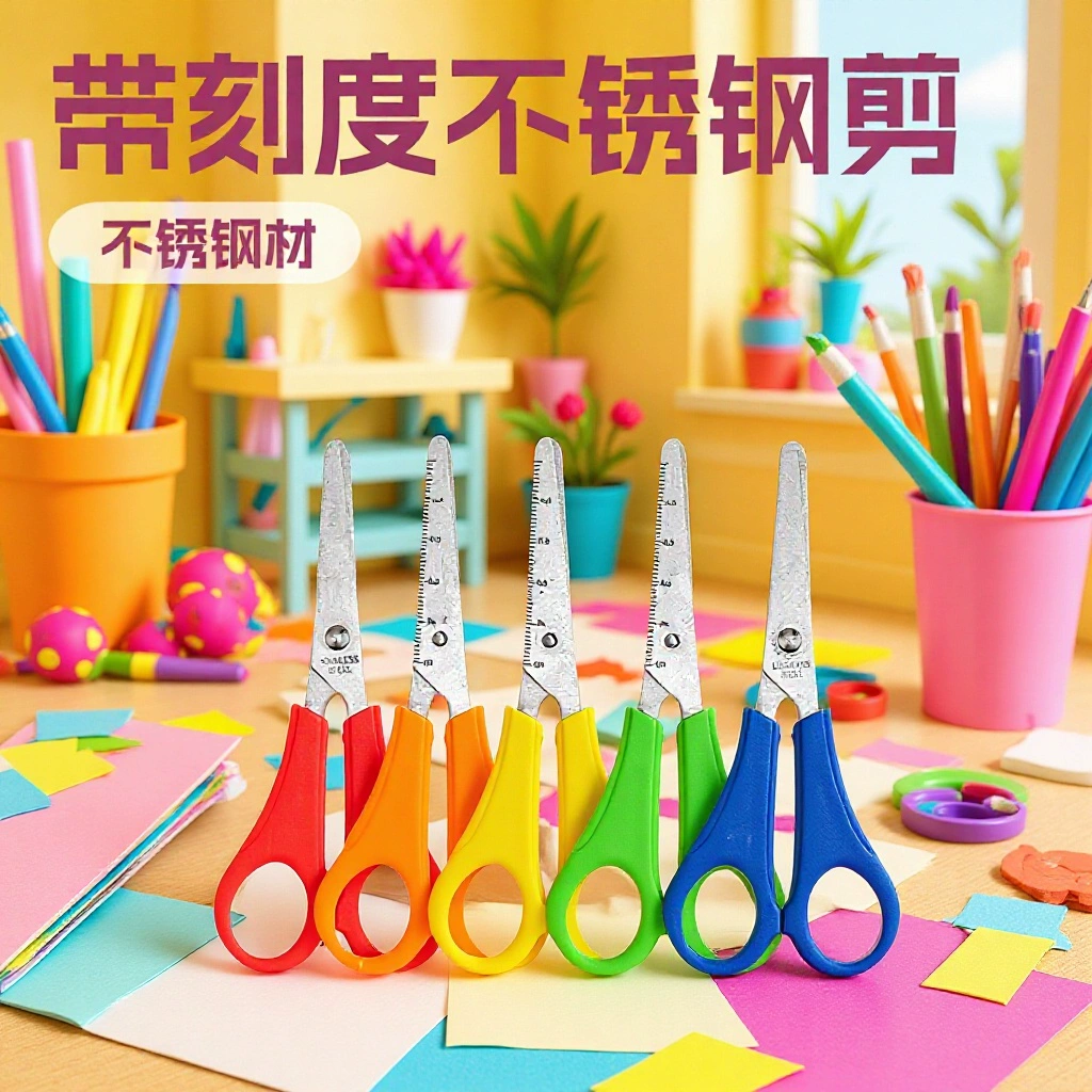 Производитель, оптовая продажа, канцелярские ножницы из нержавеющей стали, студенческие ножницы ручной работы с длинной головкой, бытовые измерительные ножницы, инструмент со шкалой