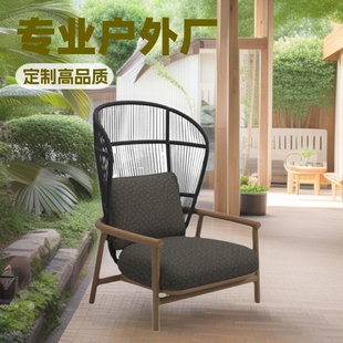 Factory direct outdoor teak sofa courtyard villa furniture rattan chair outdoor garden balcony lazy leisure chair