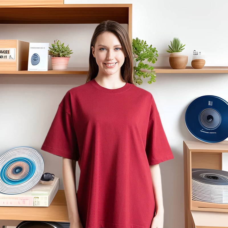 300 г тяжелого свободного хлопка с короткими рукавами на плече футболка одежда с круглым вырезом