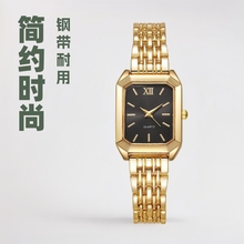 跨境外贸新款简约时尚女士钢带手表方形女款学生石英腕表厂家批发