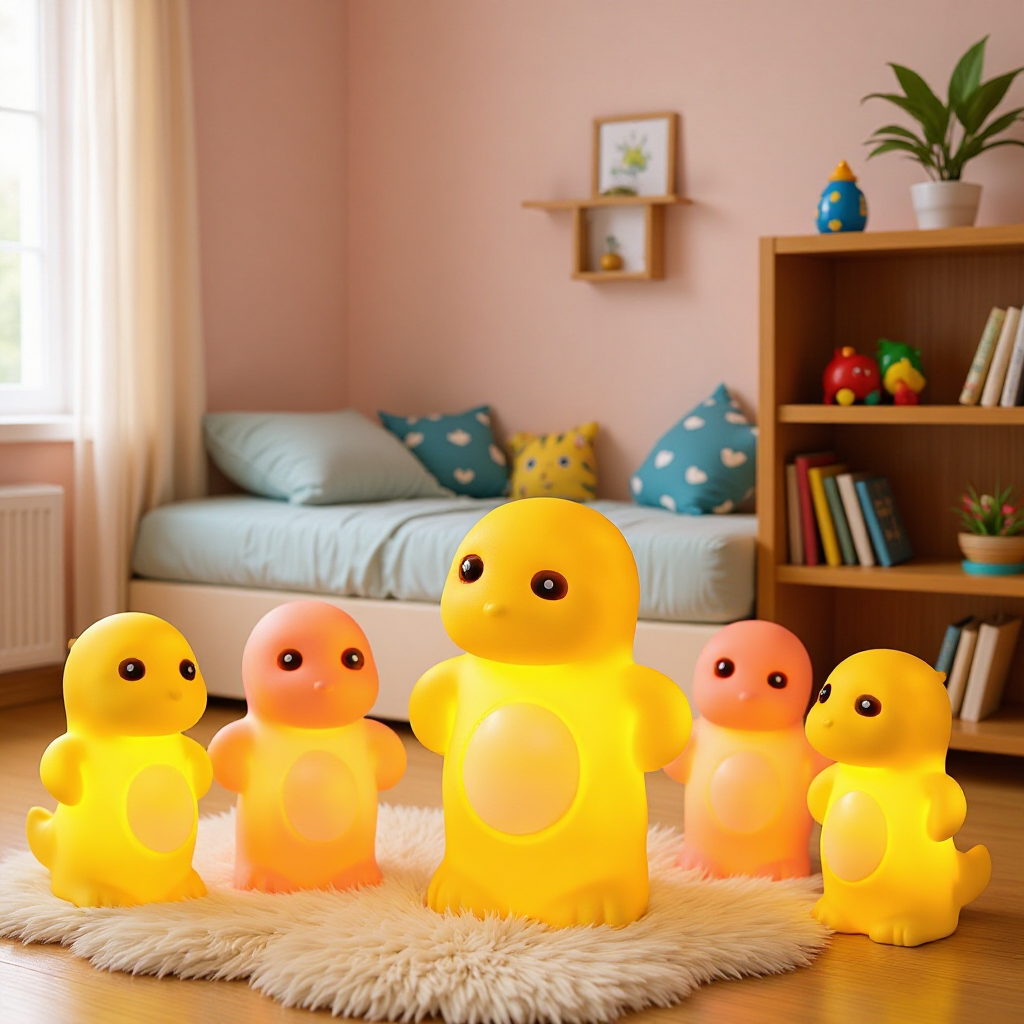 网红同款小奶龙小夜灯卡通公仔搪胶夜灯摆件创意夜市摆摊儿童玩具