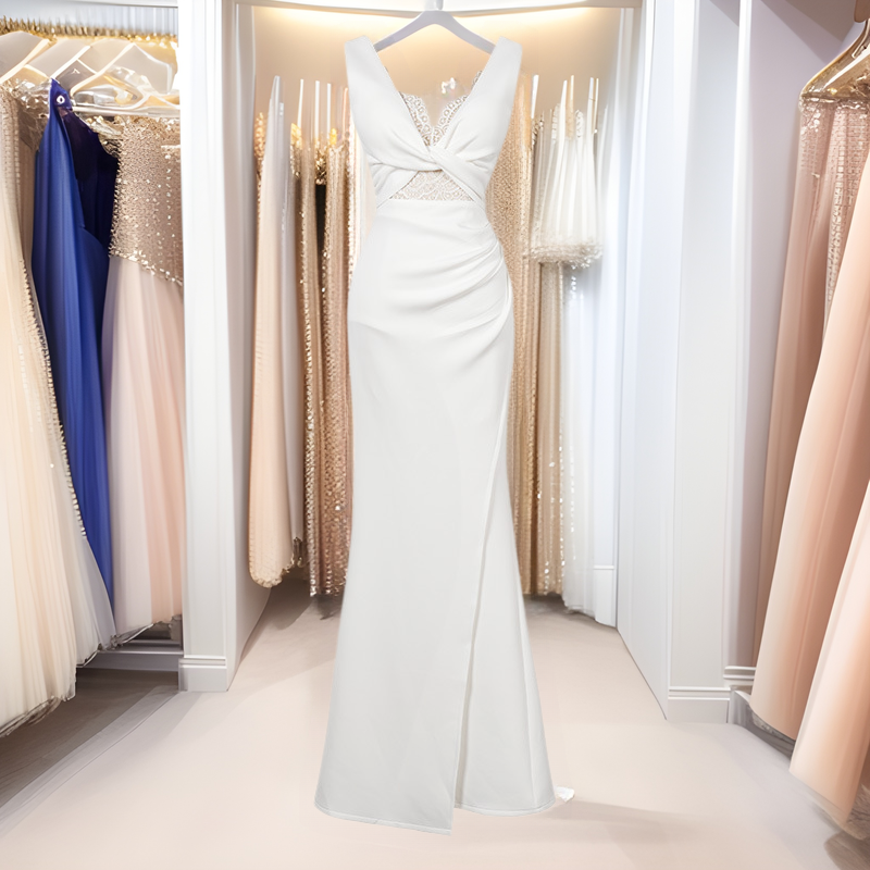 Light Luxury Niche High-end Beautiful Birthday Evening Dress Sexy Deep V Lace Figure Night Beauty Elegant Long Dress