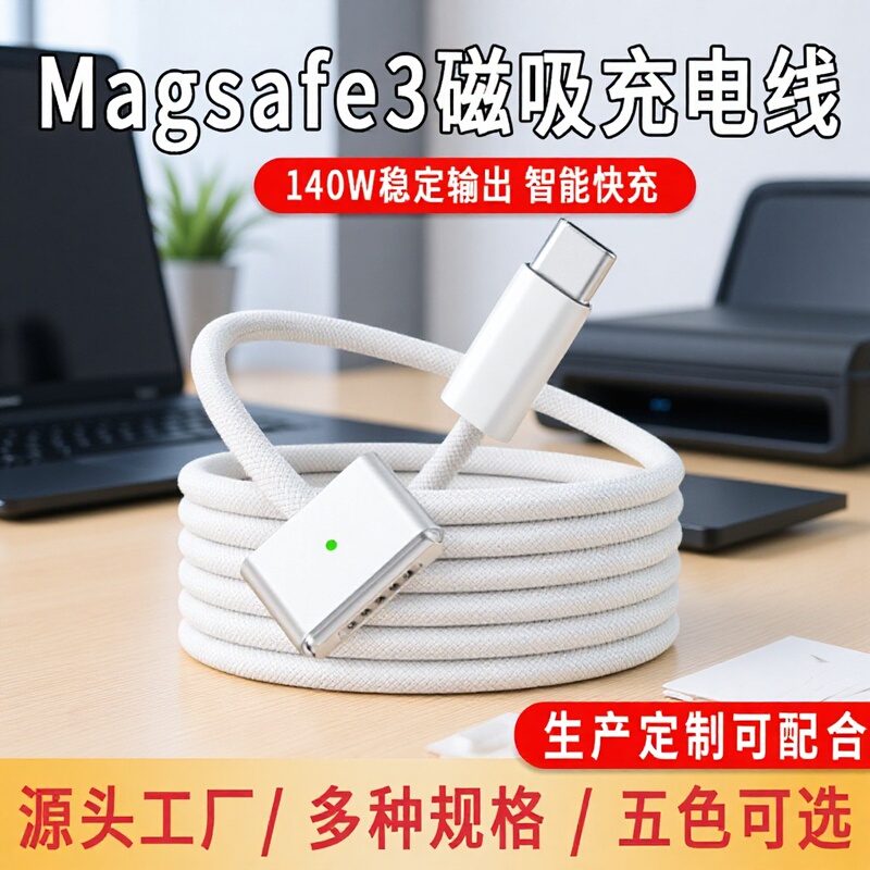 Usb-C to Magsafe3 Is Suitable for 140W Apple Notebook Fast Charging Cable, MacBook Magnetic Power Cable