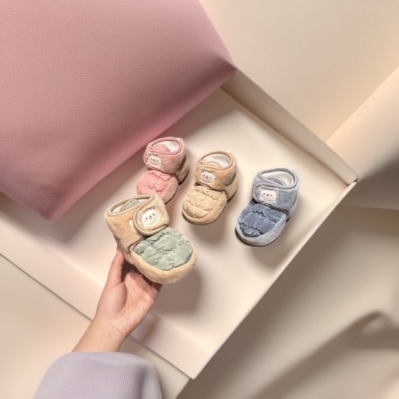 Baby Cotton Shoes Baby Toddler Snow Boots Fleece-Lined Autumn and Winter Non-Slip Non-Falling Soft Sole 0-6-15 Months Warm Shoes Comfortable