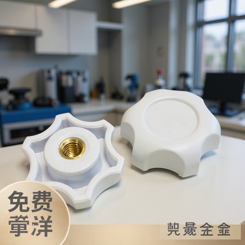 东莞厂家热卖32mmM6铜芯六角梅花塑胶头旋钮手拧螺母 手柄螺帽