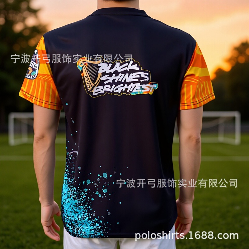Foreign trade export 100 polyester quick-drying round neck short sleeve full version color digital sublimation printing T-shirt to map custom