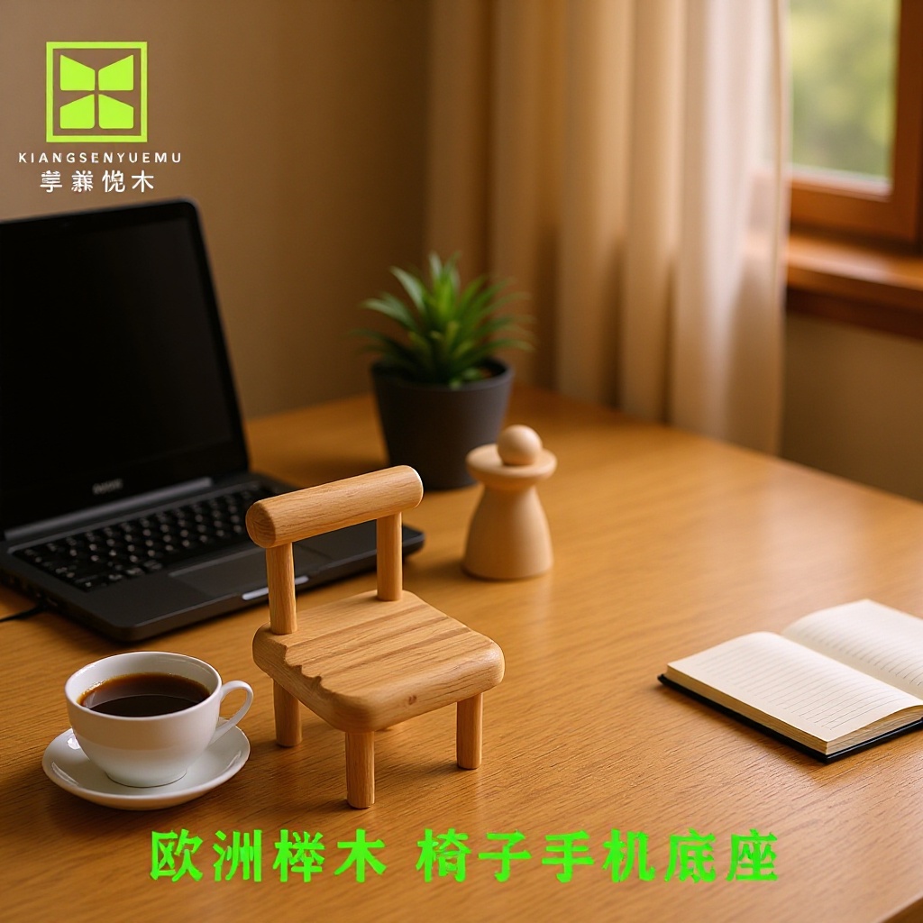 厂家直销家居创意榉木手机底座简约小木椅趣味小摆件实木木艺木质