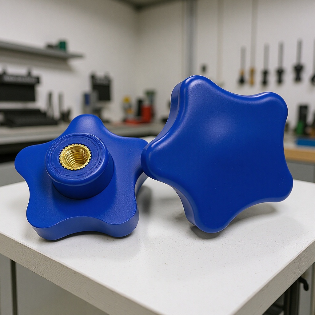 广东东莞厂家38mm/M6m8m10铜螺母塑胶旋钮塑料旋钮五角旋钮