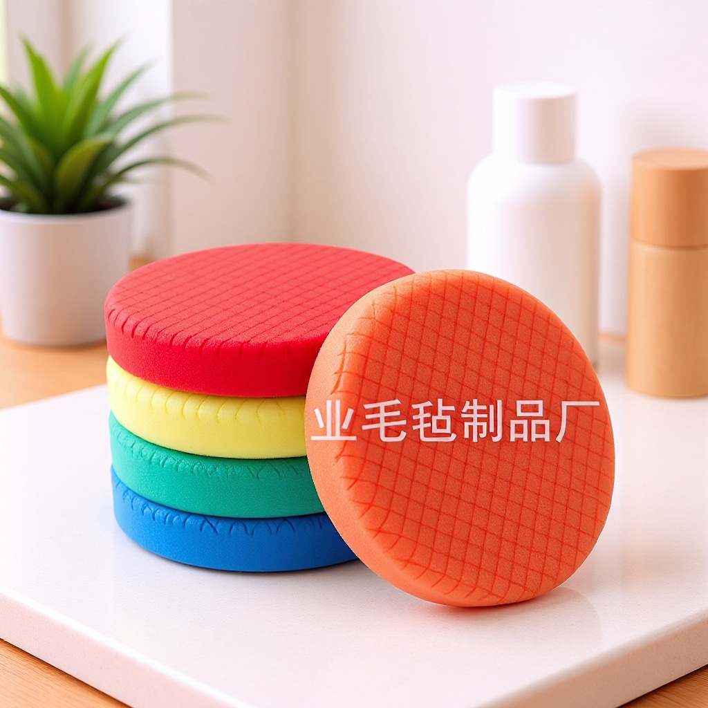 曼泽纳款方格自粘式抛光打蜡棉车漆修复划痕处理镜面还原海绵盘