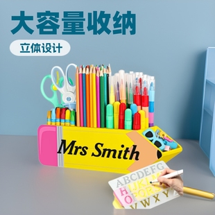 Pen holder Pencil shape Pencil storage box Christmas teacher supplies men's and women's desk logo classroom school Pen Holder