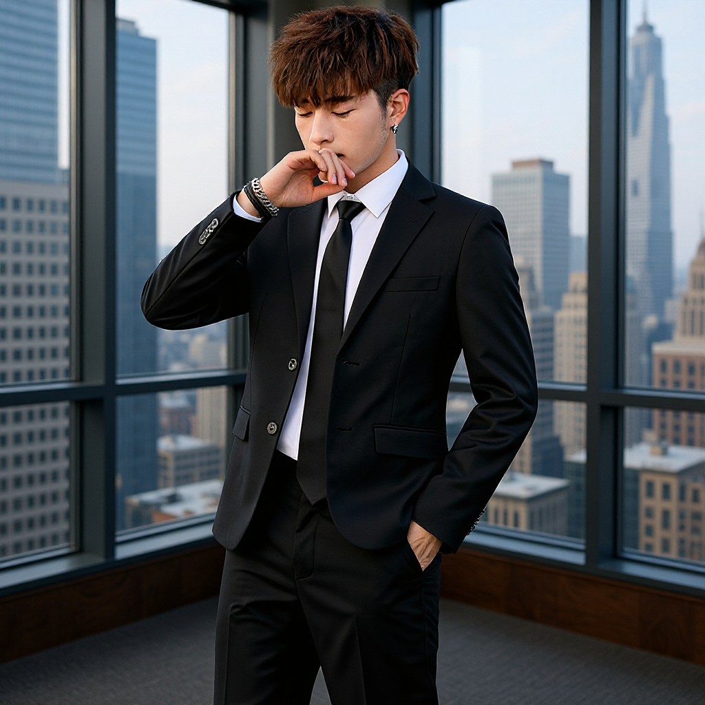 Custom New White Suit Men's Suit Set Slim-fit Business Korean Casual Men's Suit Dress