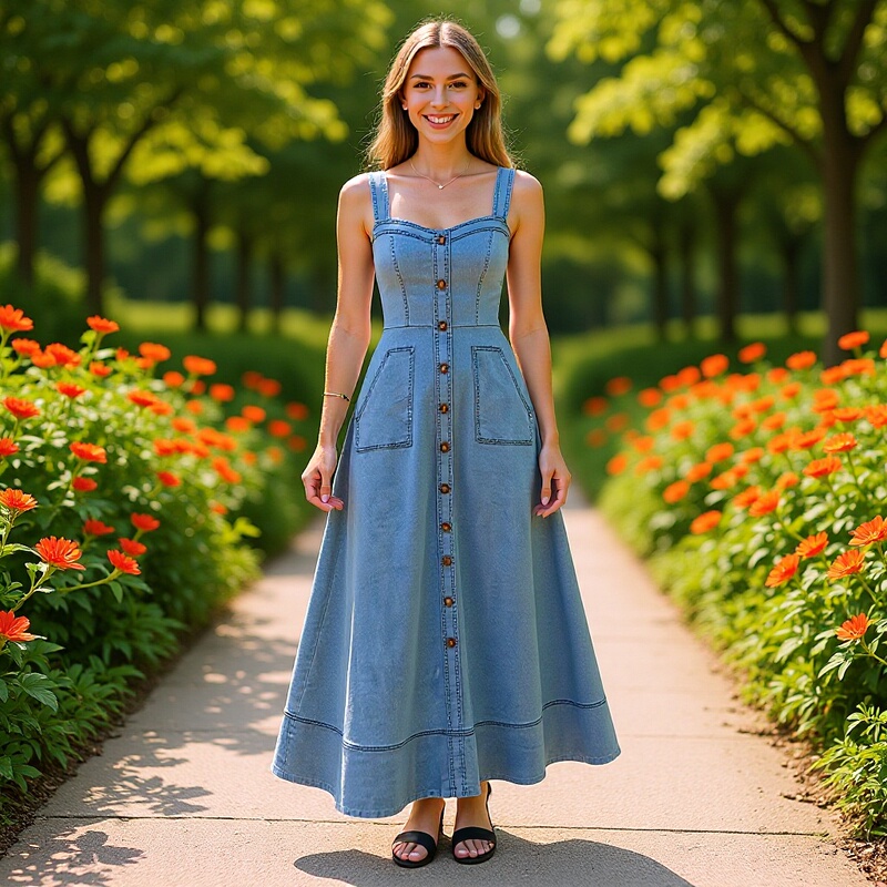 Amazon Europe and the United States cross-border 2024 new Denim long dress strap backless temperament commuter dress
