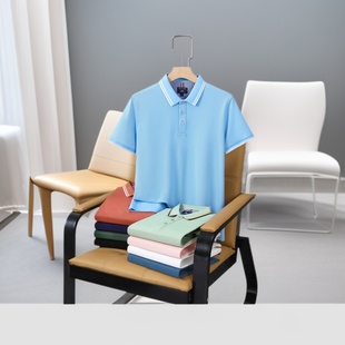 Polo Shirt 5A Antibacterial Double-Layer Trendy Unisex Style 220g 26-Count Lapel T-Shirt with Trendy Brand Embroidery Customization