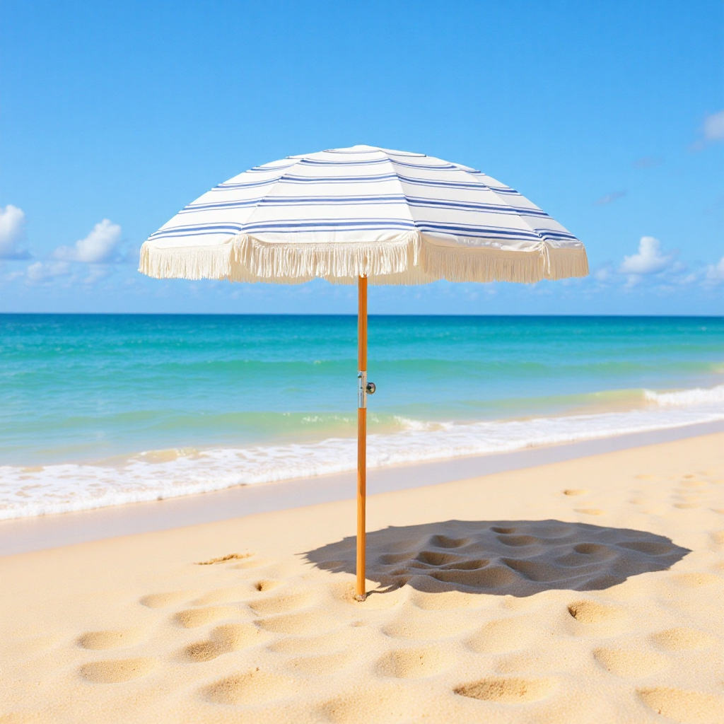 Factory Direct Supply Outdoor Sun Protection Beach Umbrella Large Sun Umbrella Beach Seaside Swimming Pool Courtyard Camping Style Sunshade Tassel Umbrella