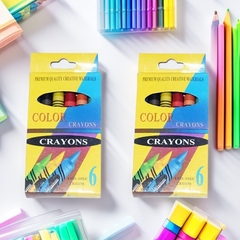 カラフルなクレヨン 6 色 12 色子供のアート画材ラウンドロッドスムーズなタッチ鮮やかな色在庫卸売