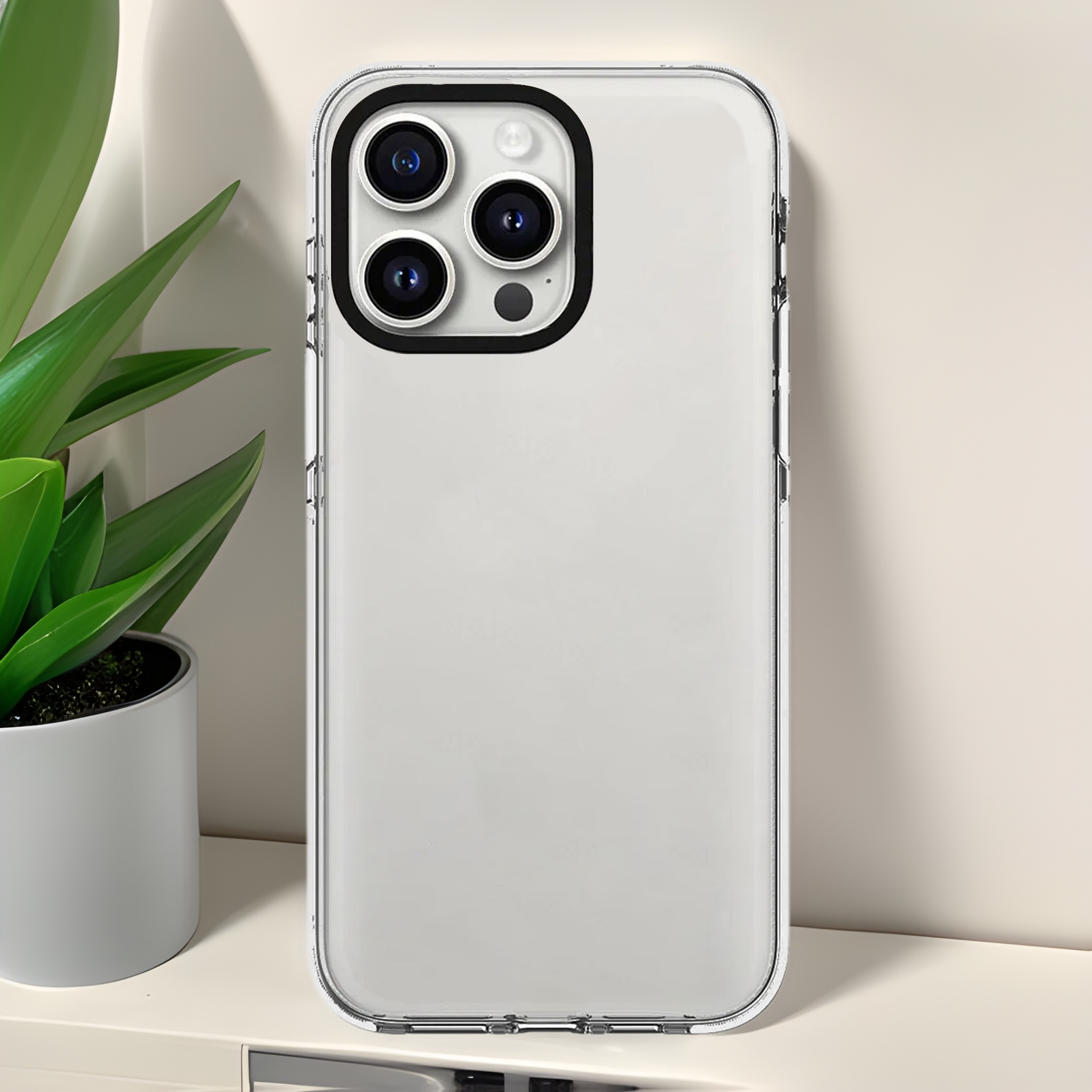 CASETi三合一アクリル透明黒枠携帯電話ケースはアップル14 iphone15転倒防止テープ保護を適用している
