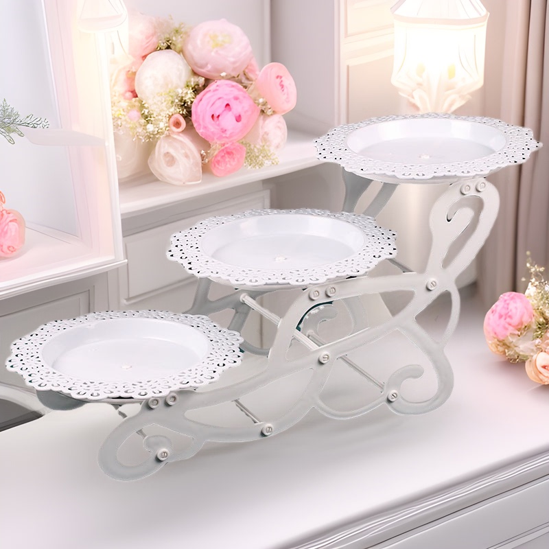 Three-Layer Wedding Ornaments Display Stand Birthday Cake Stand Cold Meal Tea Break Table Afternoon Tea Snack Stand Fruit Plate