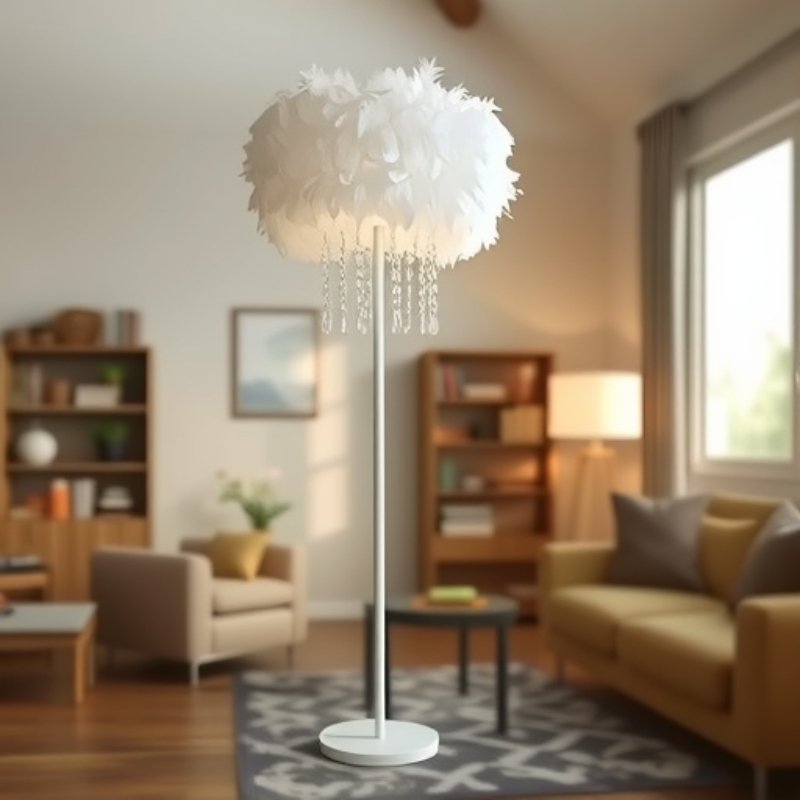 Feather Floor Lamp Living Room Sofa Corner Design Ornaments Art French Creative Bedroom Ostrich Feather Feather Lamp