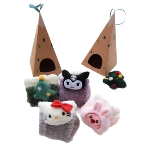Mid-tube gift box kt cat cute cartoon simple warm winter girlfriend gift socks plush