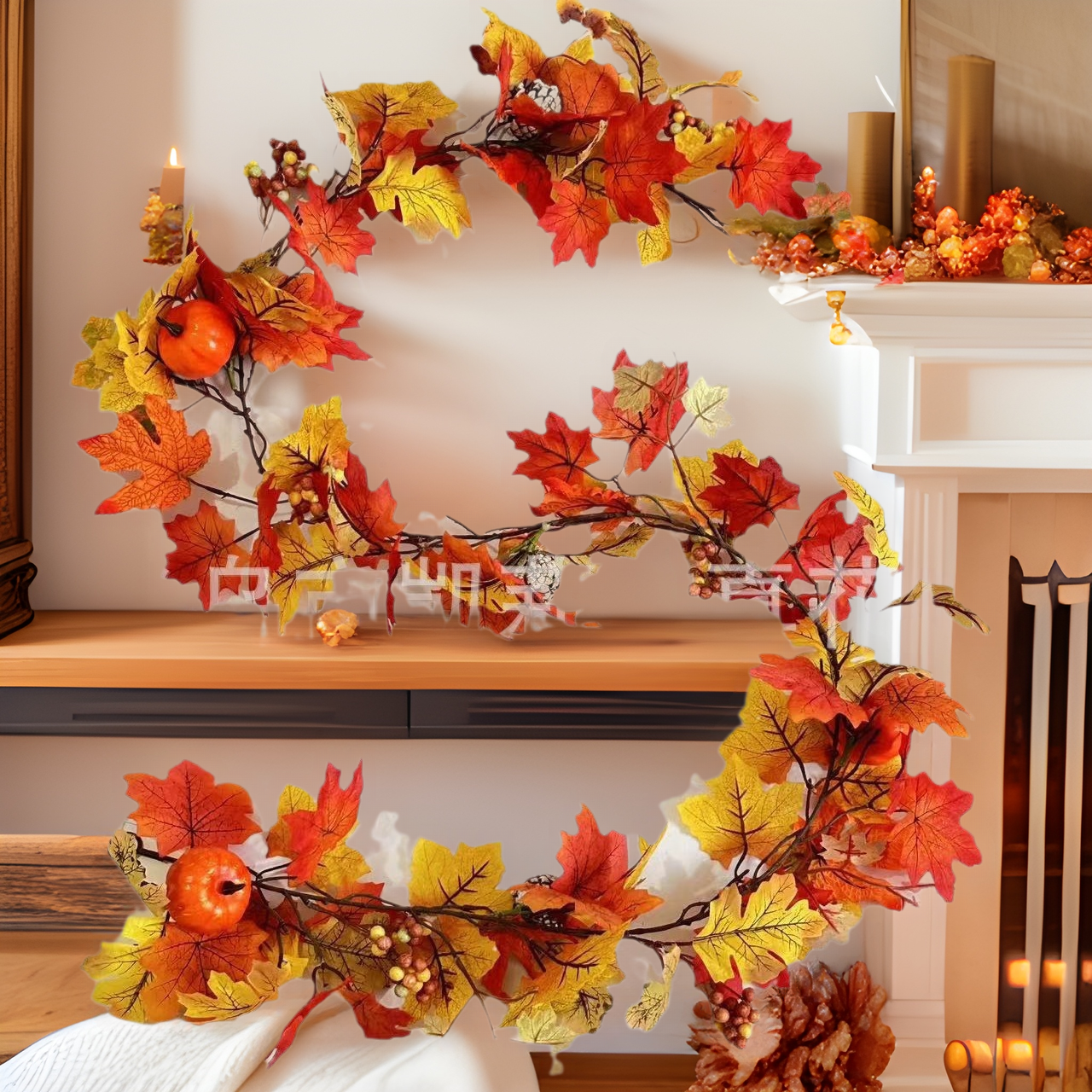 Halloween Rattan Decorations, Thanksgiving Artificial Flowers, Pumpkin Rattan, Maple Leaves, Harvest Festival, Autumn Holiday Decorations